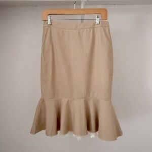 Y2K Robert Rodriguez Camel Cotton Skirt with Lace Flounce